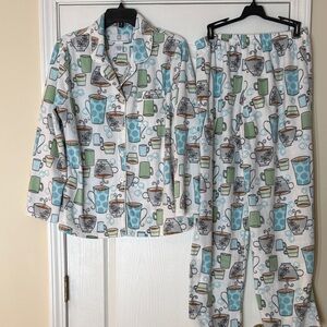 Karen Neuburger Pajama Set Womens Large Coffee Cup Design